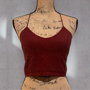 Colsie Maroon Glitter Crop Top • Size XL